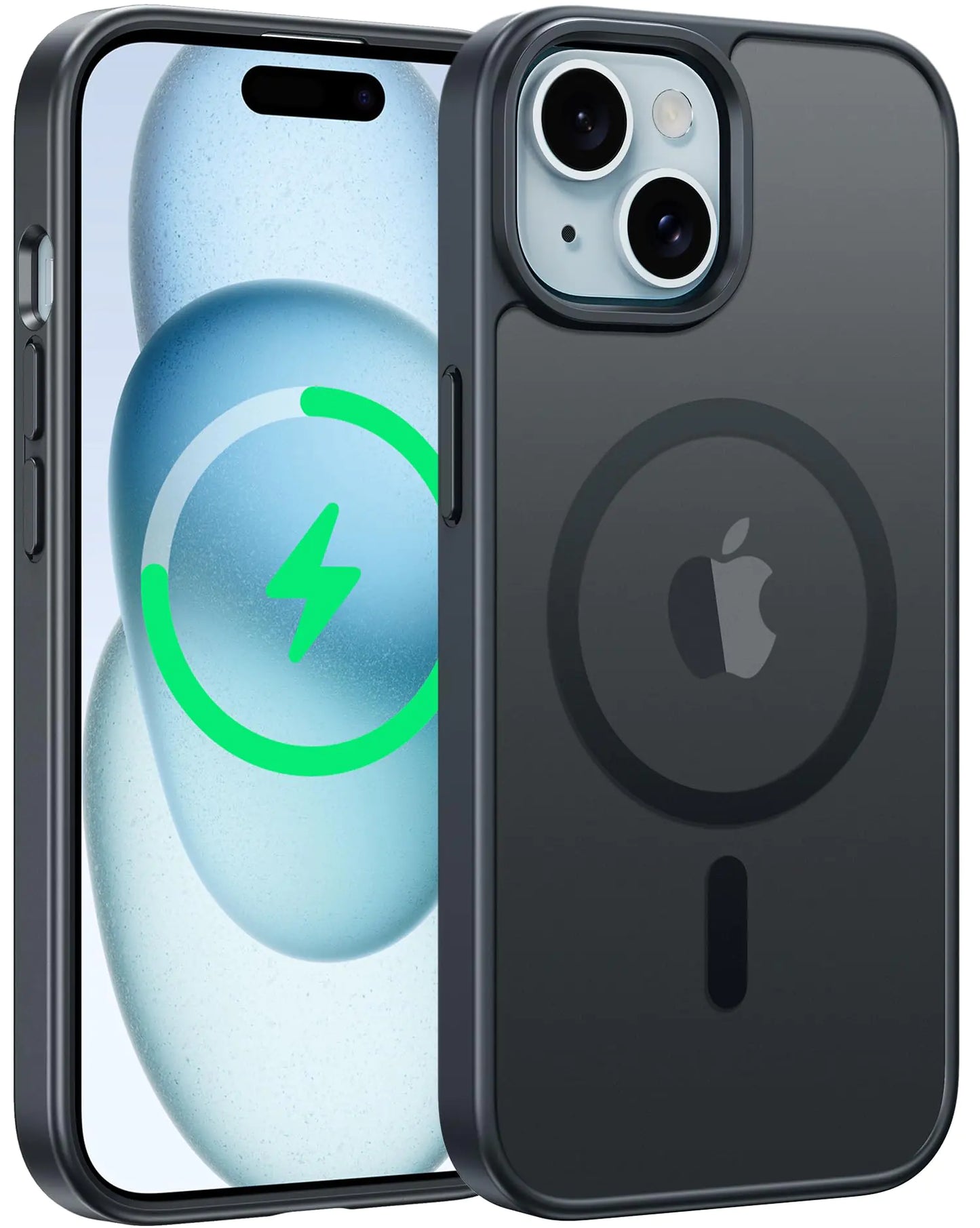 CASE for iPhone 15 Case Matte: for iPhone 14 Case Magnetic Frosted Translucent Slim Shockproof Cell Phone Cover | Military Grade Protection Drop Proof Tough Protective Cases - 6.1 inch Black