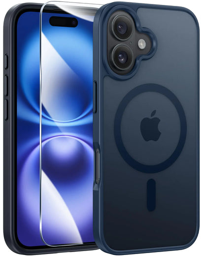 CASE for iPhone 15 Case Matte: for iPhone 14 Case Magnetic Frosted Translucent Slim Shockproof Cell Phone Cover | Military Grade Protection Drop Proof Tough Protective Cases - 6.1 inch Black