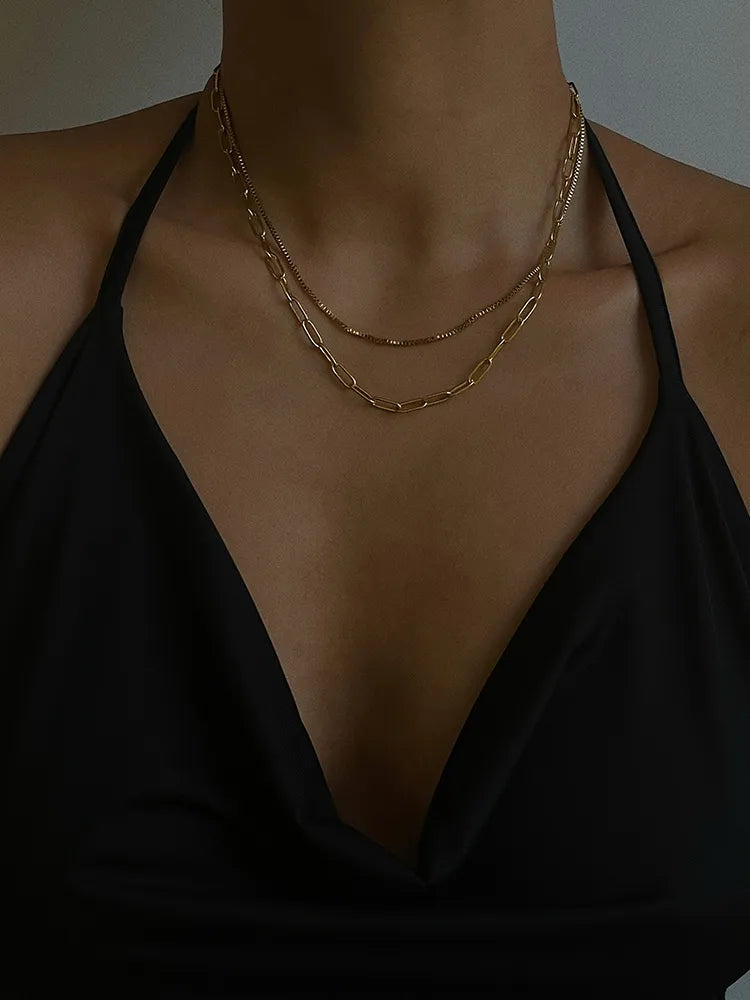 Hip-Hop Double-Layered Chain Necklace