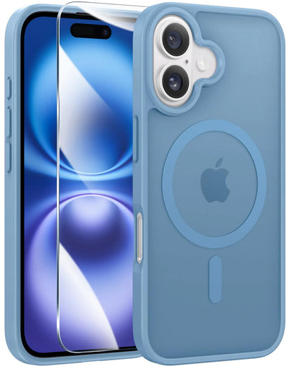 CASE for iPhone 15 Case Matte: for iPhone 14 Case Magnetic Frosted Translucent Slim Shockproof Cell Phone Cover | Military Grade Protection Drop Proof Tough Protective Cases - 6.1 inch Black