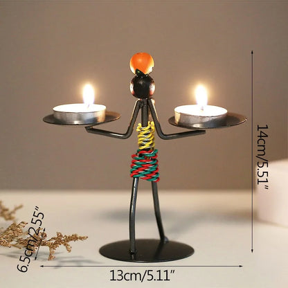 Nordic Metal Abstract Character Candle Holder