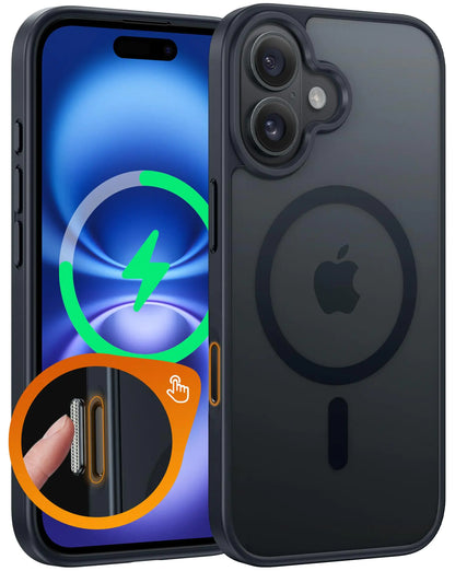 CASE for iPhone 15 Case Matte: for iPhone 14 Case Magnetic Frosted Translucent Slim Shockproof Cell Phone Cover | Military Grade Protection Drop Proof Tough Protective Cases - 6.1 inch Black