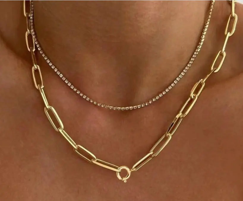 Hip-Hop Double-Layered Chain Necklace